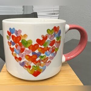 Colorful Heart Mug with Pink Handle
